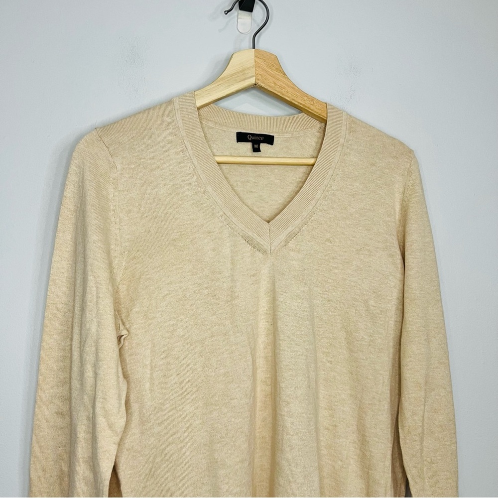 Quince Sweater Pink Organic Cotton Cashmere Thin Knit V Neck Comfy Casual medium - Picture 3 of 6